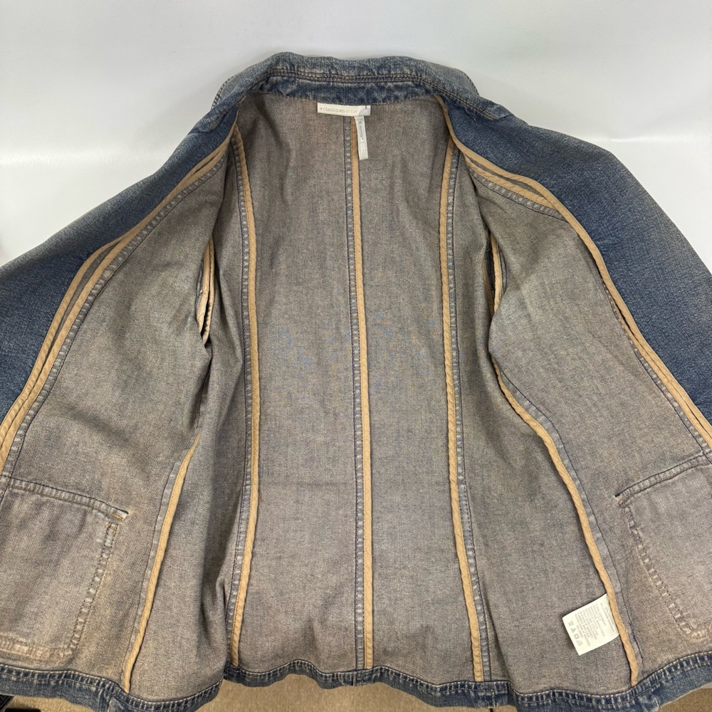 Vintage denim tailored blazer w stretch y2k Nordstrom classiques entier M Petite - Picture 14 of 17